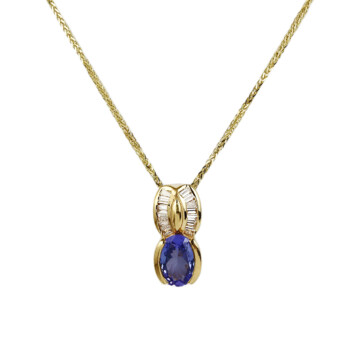 Featured image of this Women’s 14k Yellow Gold, Diamond, Tanzanite Necklace