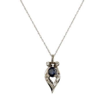Featured image of this Women’s 14k White Gold Diamond, Sapphire Necklace