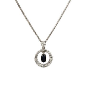 Featured image of this Women’s 14k White Gold, Diamond, Sapphire Necklace