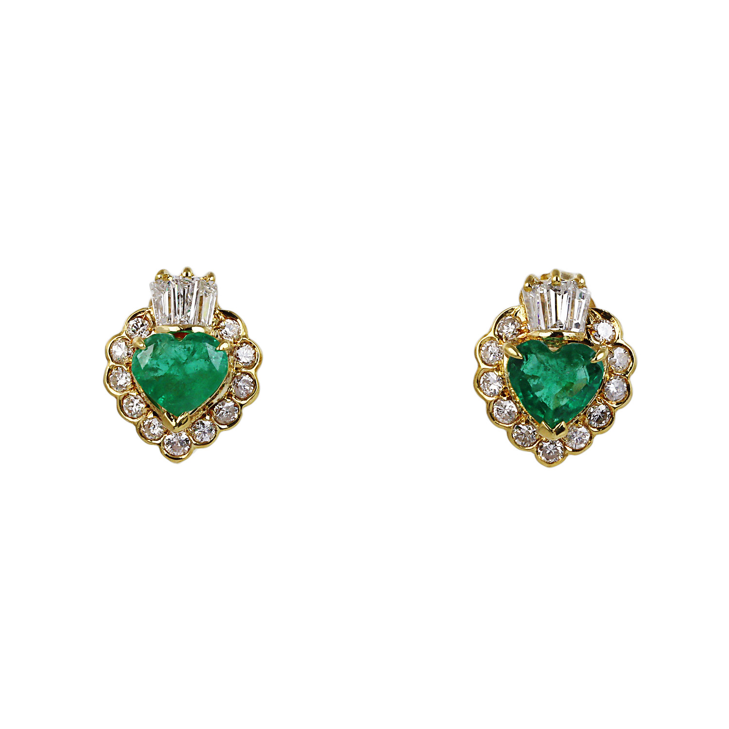 Featured image of this Women’s 18k Yellow Gold, Diamond, Emerald Stud Earrings