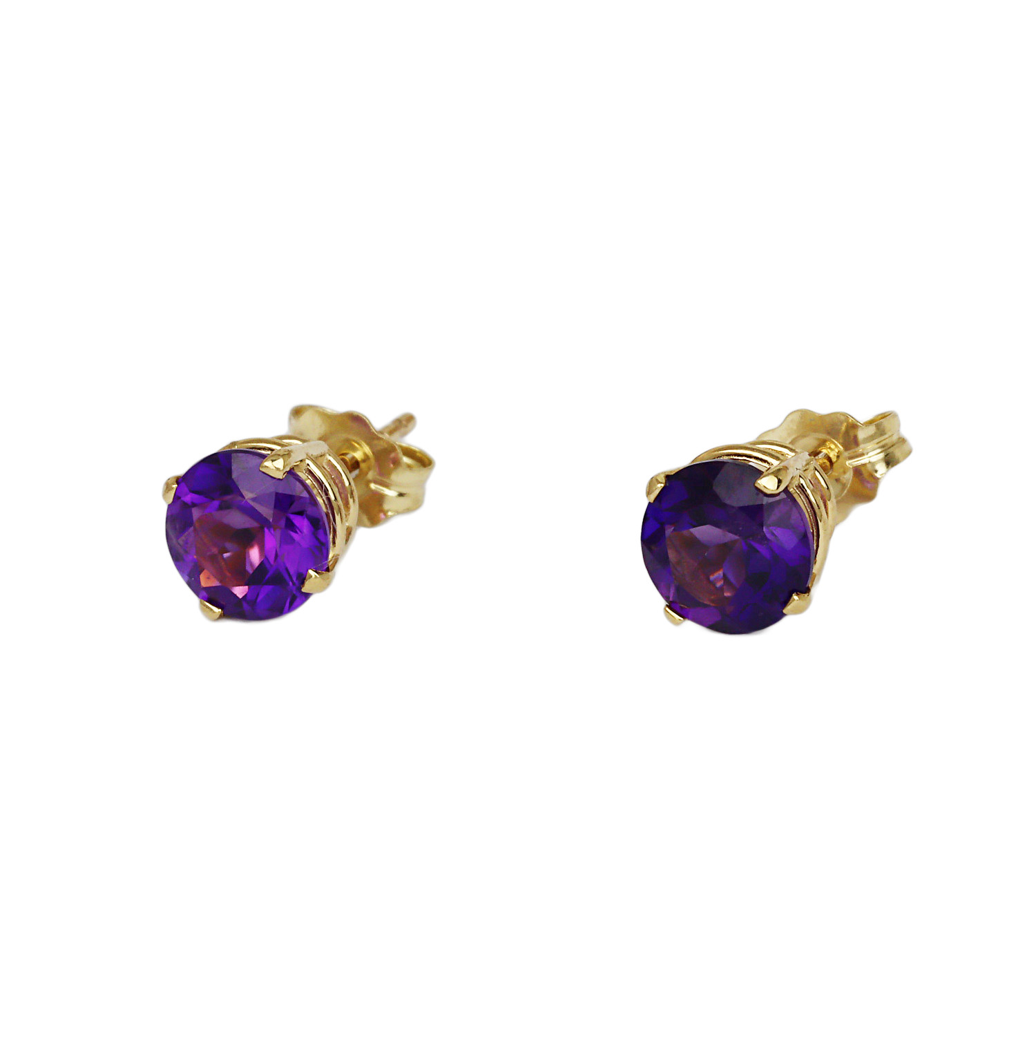 Featured image of this Women’s 14k Yellow Gold Amethyst Stud Earrings