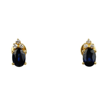 Featured image of this Women’s 18k Yellow Gold Diamond, Sapphire Stud Earrings