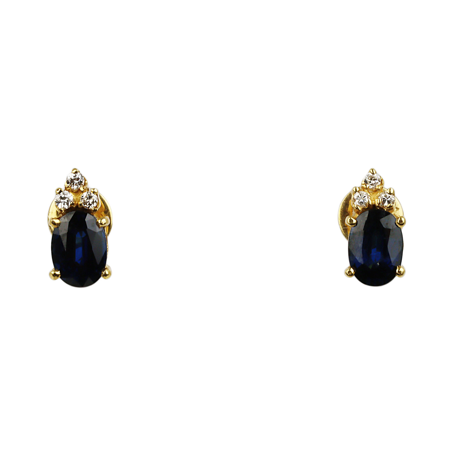 Featured image of this Women’s 18k Yellow Gold Diamond, Sapphire Stud Earrings