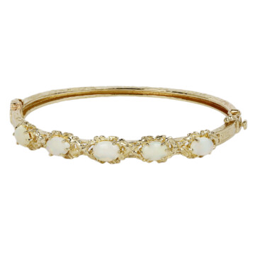 Featured image of this Women’s 14k Yellow Gold Opal Bangle Bracelet