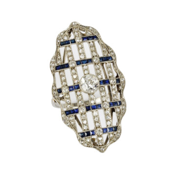Featured image of this Antique Women’s Platinum Diamond, Sapphire Ring Size 7.75