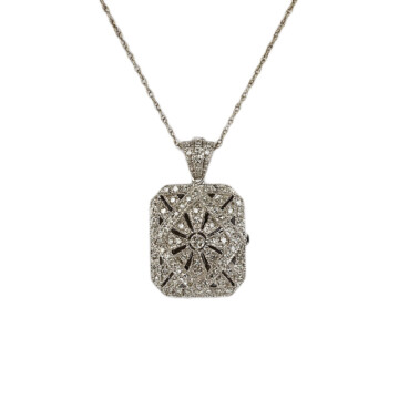 Featured image of this Women’s 14k White Gold Diamond Locket Necklace