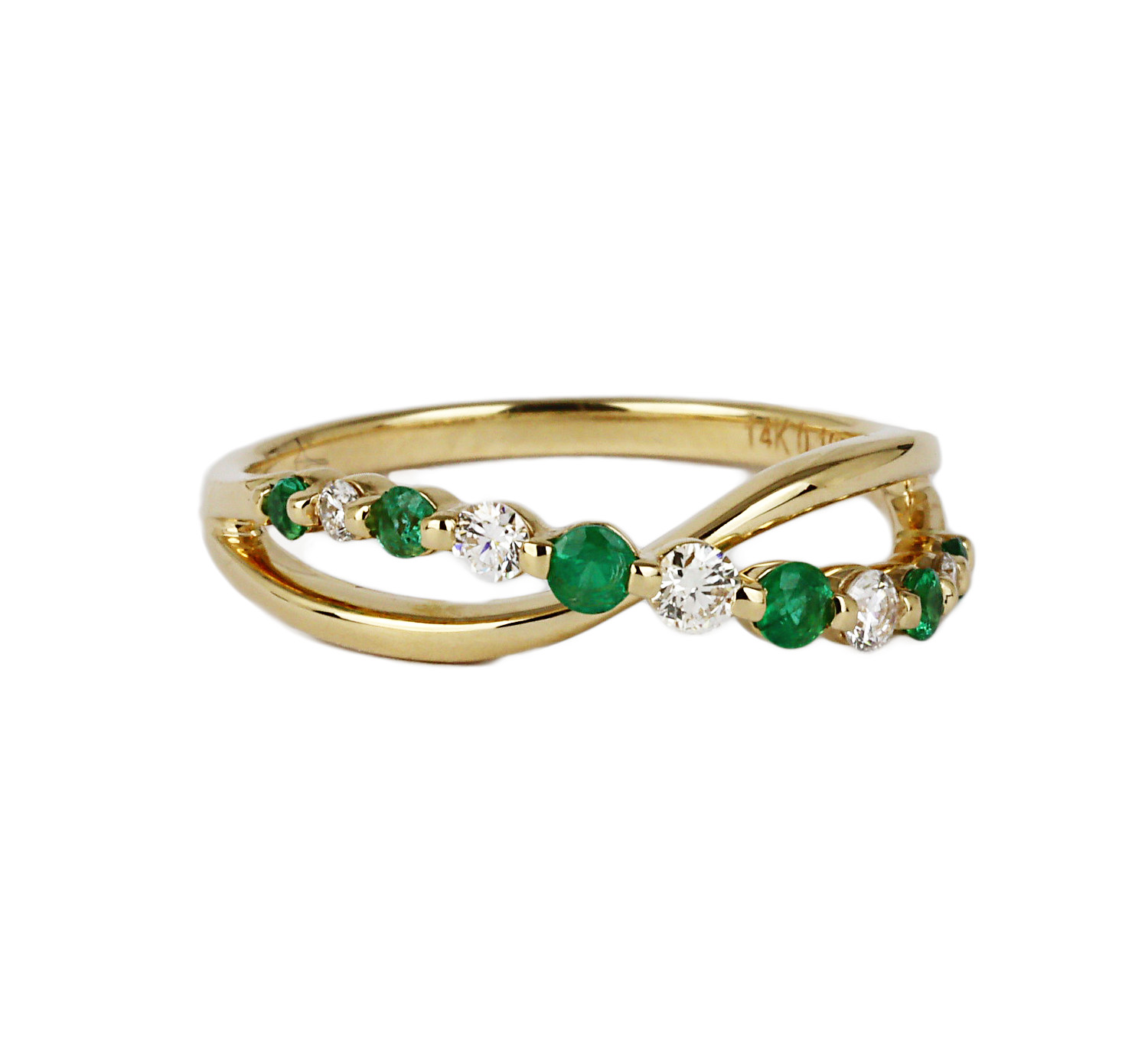 Gallery image of this Fischer Women’s 14k Yellow Gold Diamond, Emerald Ring Size 7