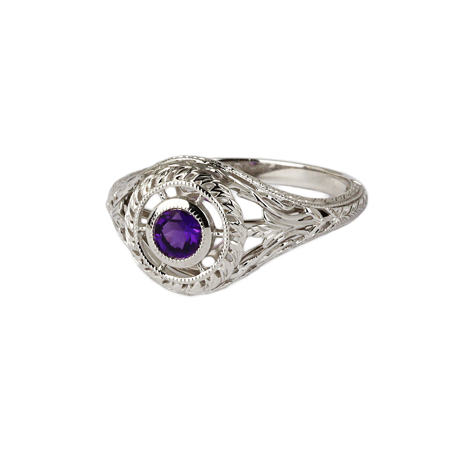 Gallery image of this Women’s 14k White Gold Amethyst Ring Size 6.75
