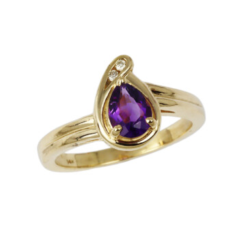 Featured image of this Women’s 14k Yellow Gold Amethyst, Diamond Ring Size 6.5