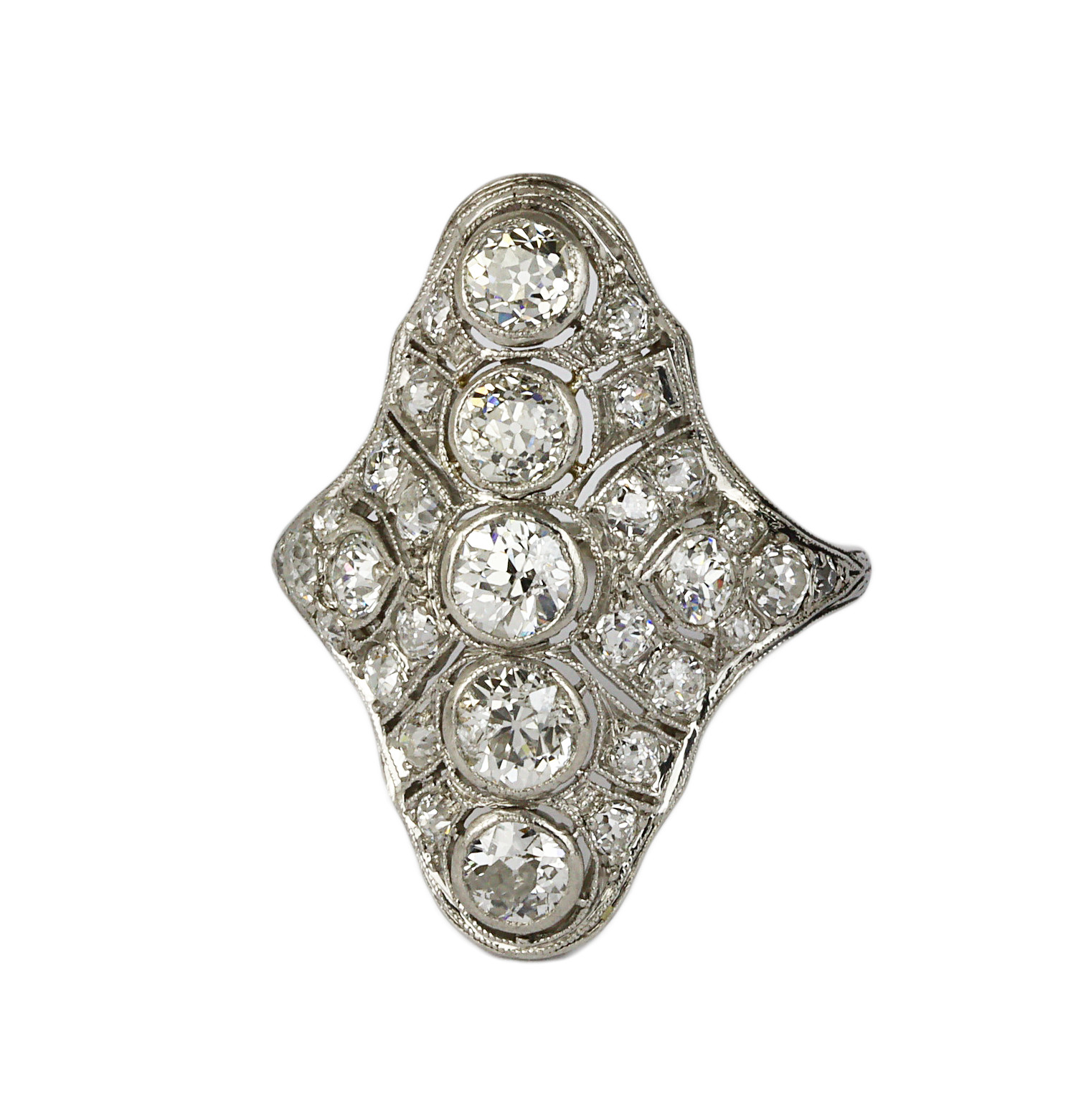 Gallery image of this Vintage Women’s Platinum Diamond Ring Size 6.25