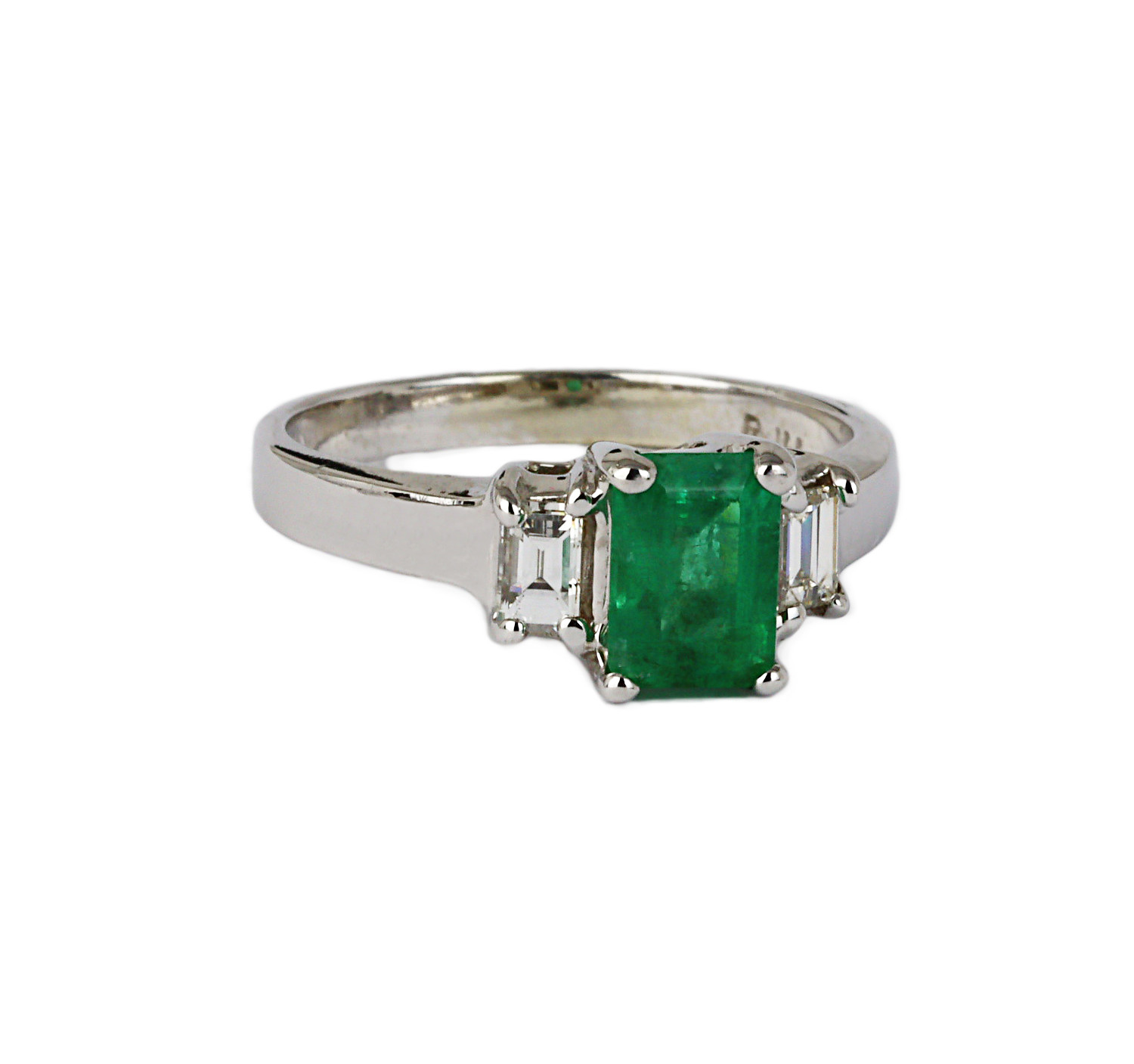 Gallery image of this Women’s 14k White Gold Diamond, Emerald Ring Size 6