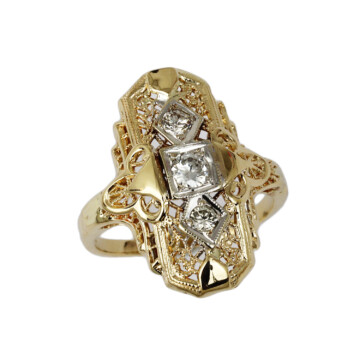 Featured image of this Women’s Vintage 14k Yellow & White Gold Diamond Ring Size 6.25