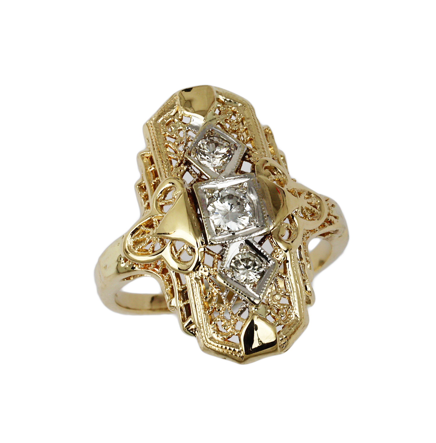Featured image of this Women’s Vintage 14k Yellow & White Gold Diamond Ring Size 6.25