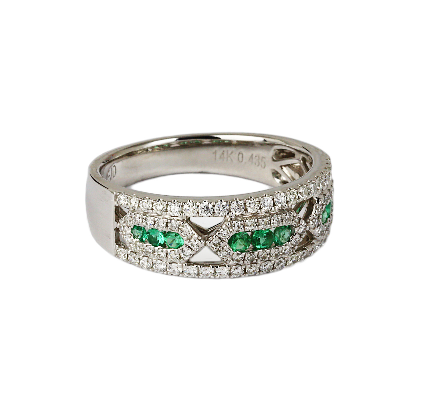 Gallery image of this Fischer Women’s 14k White Gold Diamond, Emerald Ring Size 7