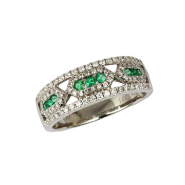 Featured image of this Fischer Women’s 14k White Gold Diamond, Emerald Ring Size 7