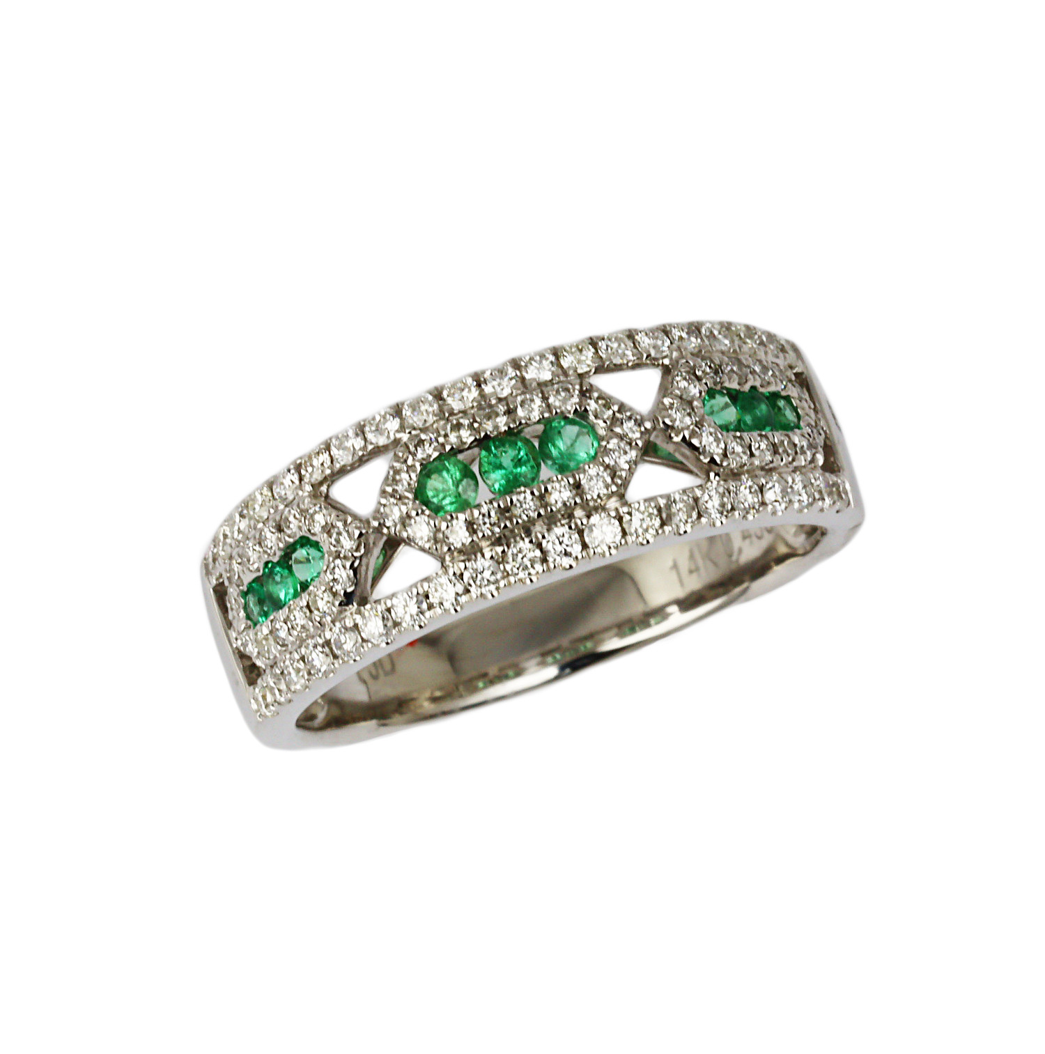 Featured image of this Fischer Women’s 14k White Gold Diamond, Emerald Ring Size 7