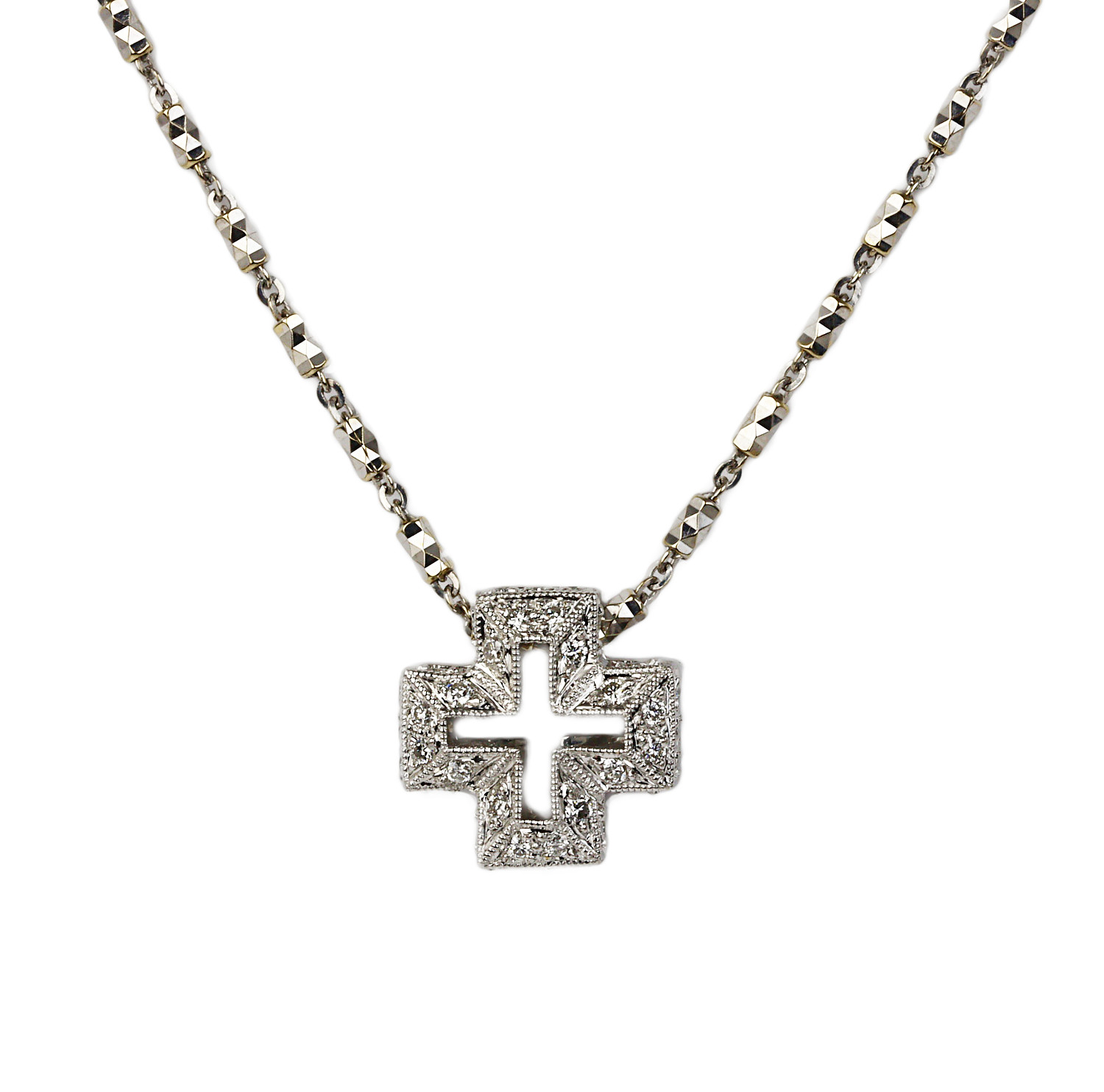 Featured image of this Women’s 18k White Gold Diamond Cross Necklace