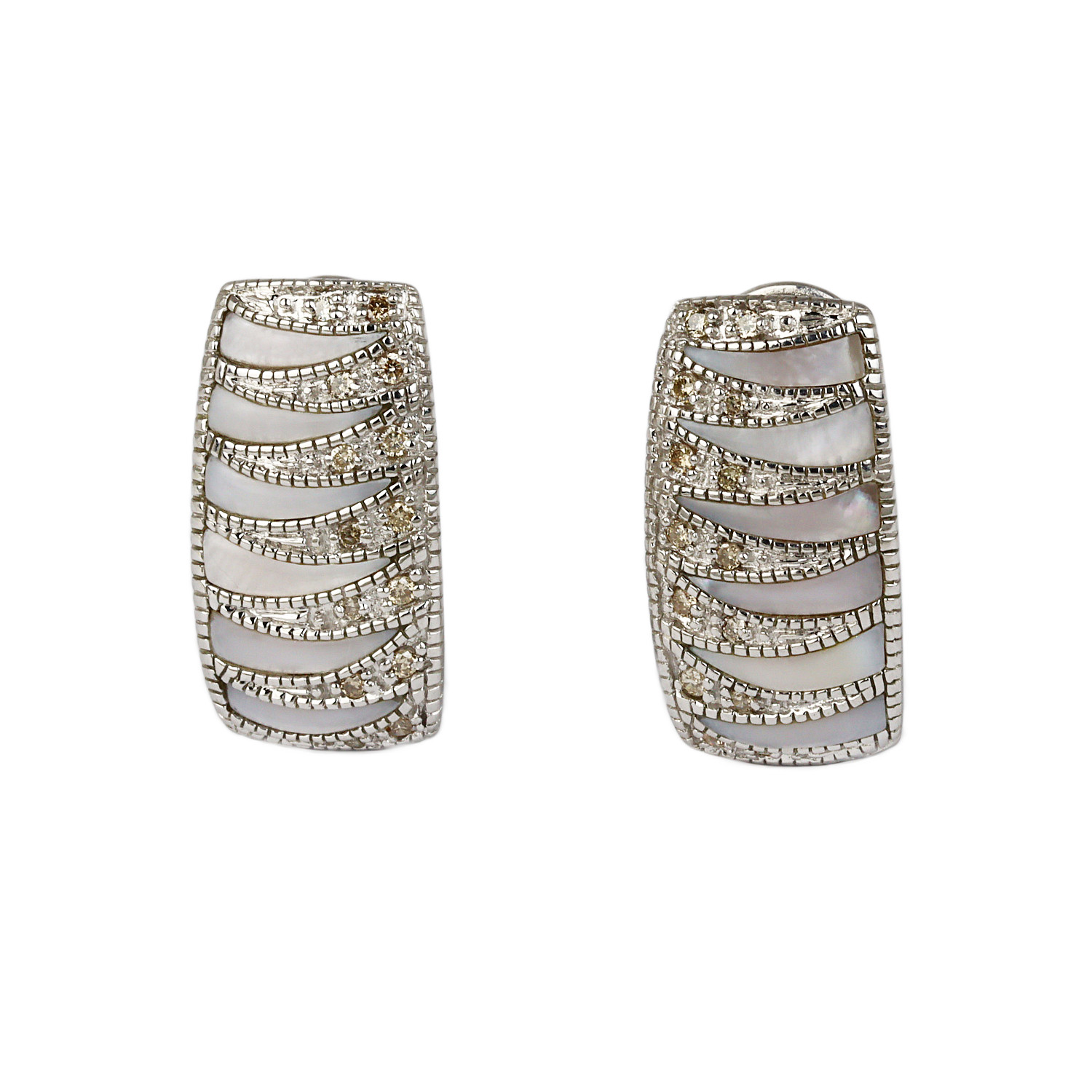 Featured image of this Women’s 14k White Gold Diamond, Mother of Pearl Drop Earrings