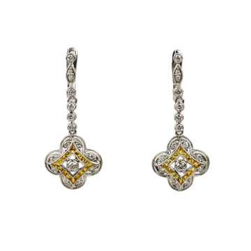Featured image of this Women’s 14k White Gold Diamond, Yellow Sapphire Dangle Earrings