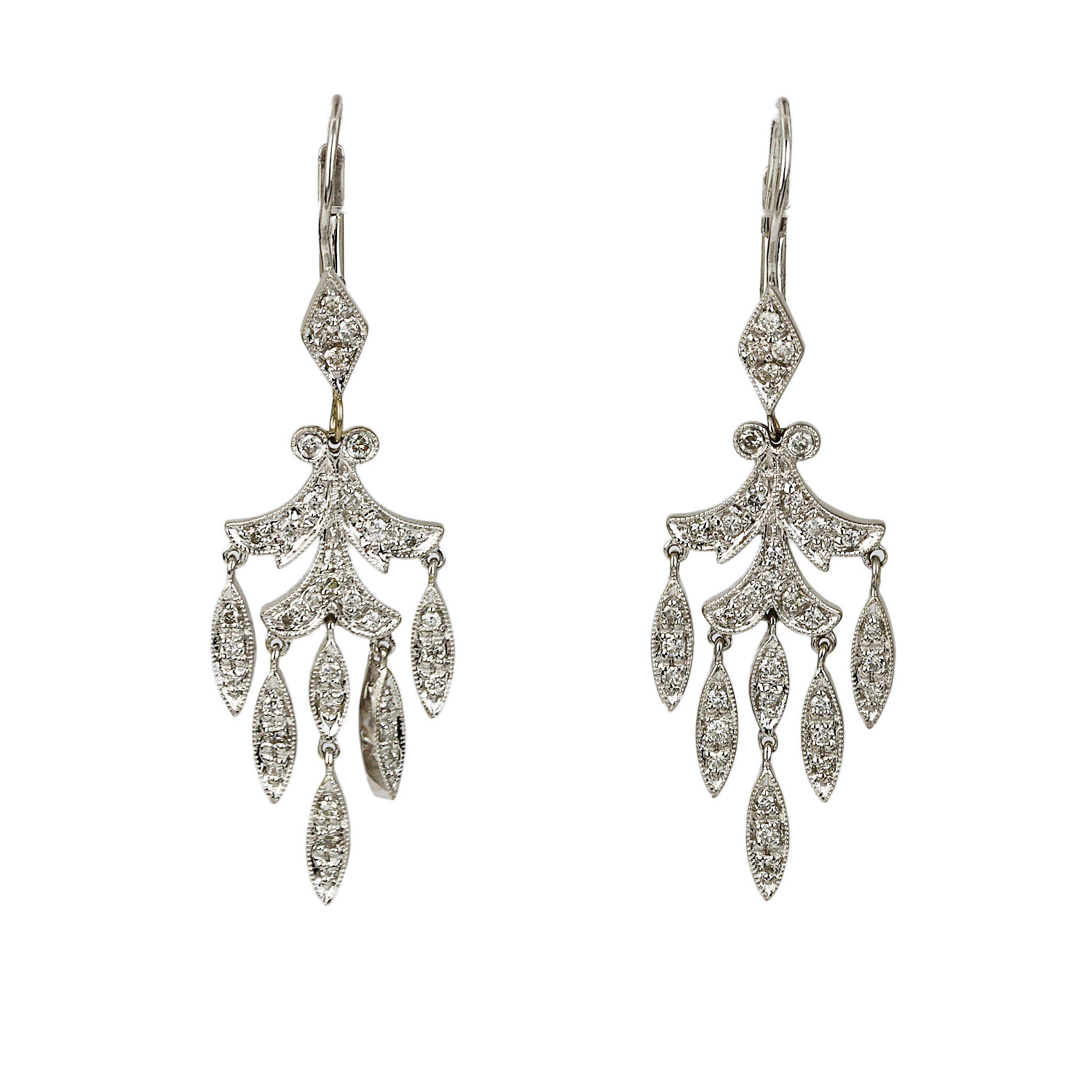 Featured image of this Women’s 14k White Gold Diamond Dangle Earrings