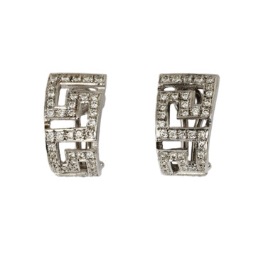 Featured image of this Women’s 14k White Gold Diamond Half Hoop Earrings