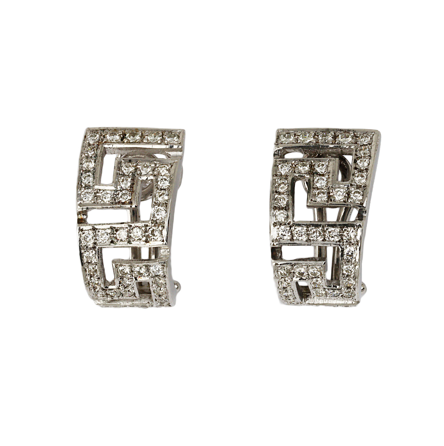 Featured image of this Women’s 14k White Gold Diamond Half Hoop Earrings