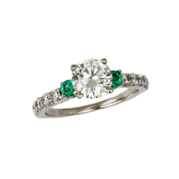 Featured image of this Women’s 14k White Gold Diamond, Emerald Bridal Ring Size 5.75 GIA Cert