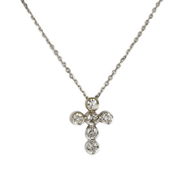 Featured image of this Women’s 14k White Gold Diamond Cross Necklace