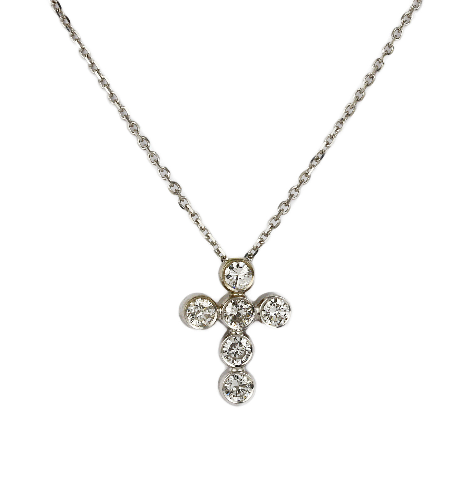 Featured image of this Women’s 14k White Gold Diamond Cross Necklace
