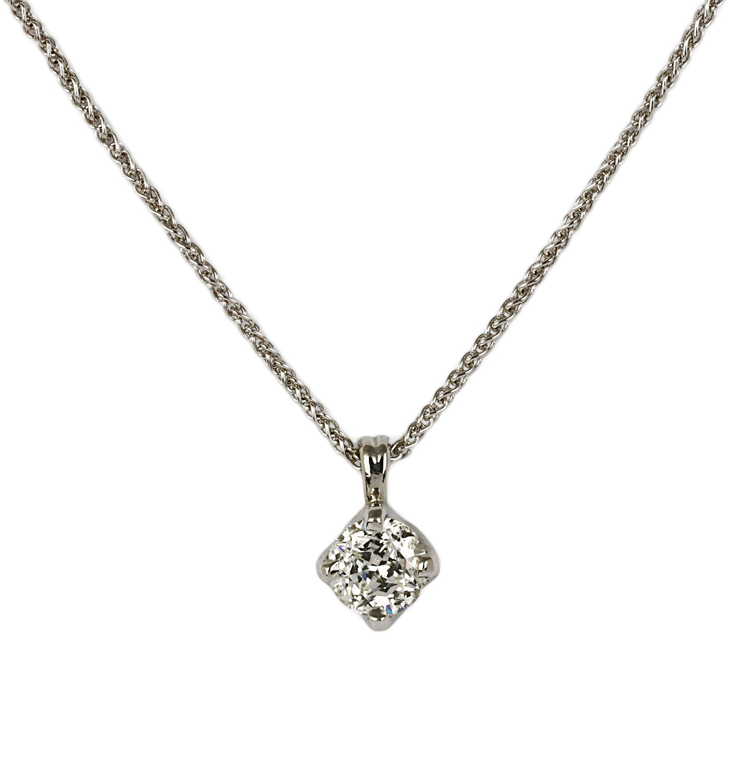 Featured image of this Women’s 14k White Gold Diamond Pendant Necklace HRD Cert