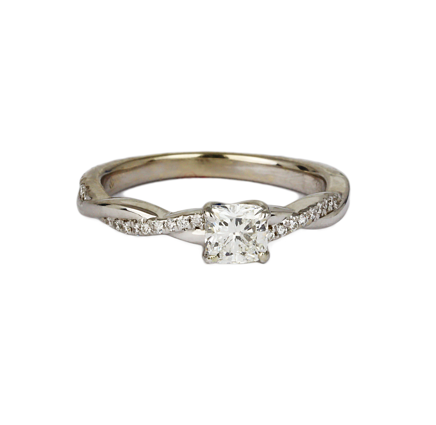 Gallery image of this Women’s 18k White Gold Diamond Bridal Ring Size 6.25 GIA Cert