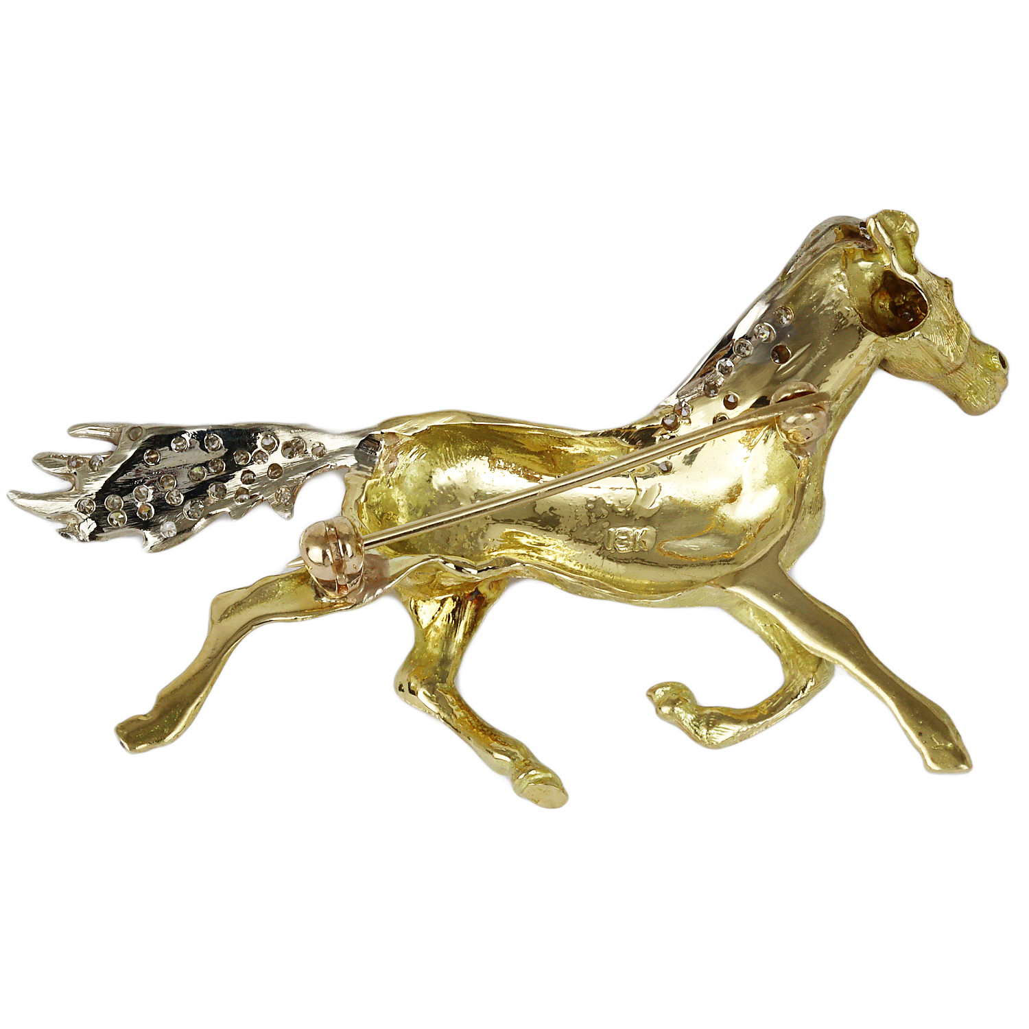 Gallery image of this Women’s 18k Yellow Gold Diamond Horse Brooch