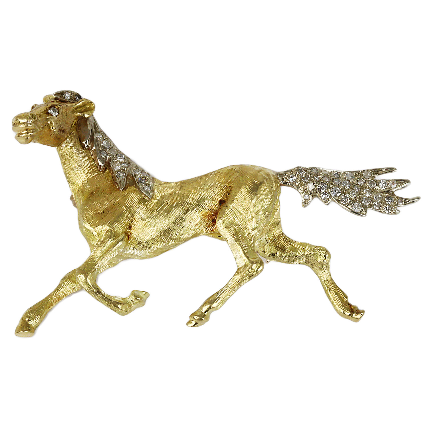 Featured image of this Women’s 18k Yellow Gold Diamond Horse Brooch