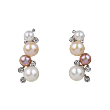 Featured image of this Women’s 14k White Gold, Diamond, Freshwater Cultured Pearl Drop Earrings