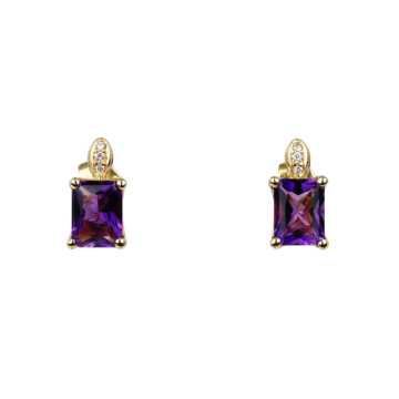 Featured image of this Women’s 18k Yellow Gold Amethyst, Diamond Stud Earrings
