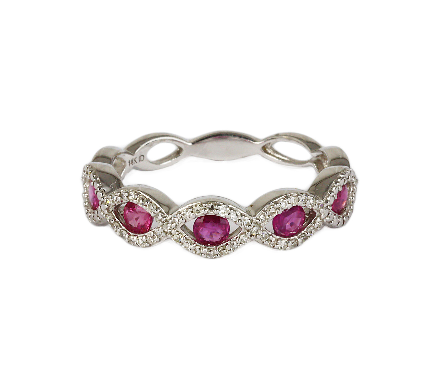 Gallery image of this Fischer Women’s 14k White Gold, Diamond, Ruby Ring Size 7
