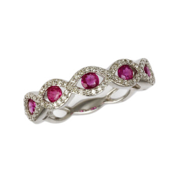 Featured image of this Fischer Women’s 14k White Gold, Diamond, Ruby Ring Size 7