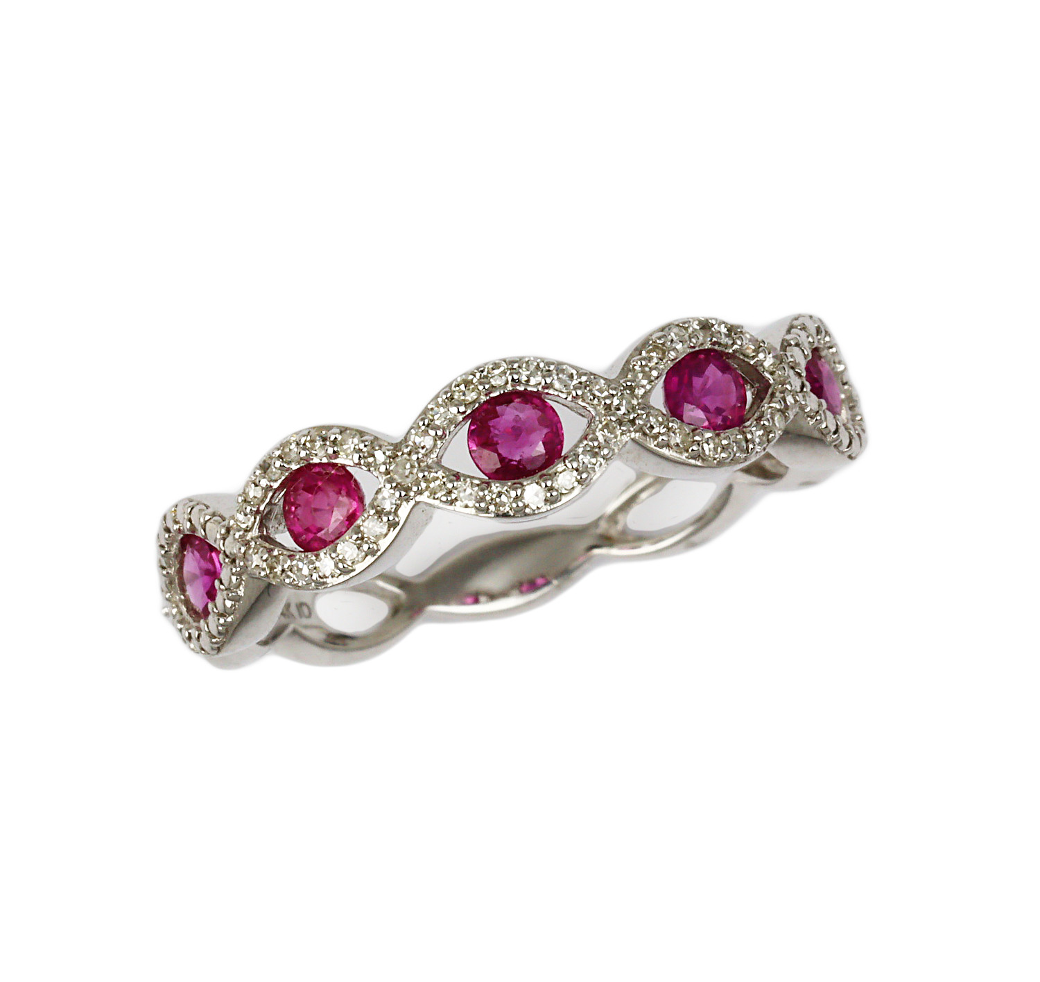 Featured image of this Fischer Women’s 14k White Gold, Diamond, Ruby Ring Size 7
