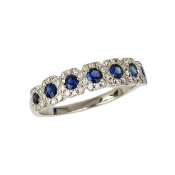 Featured image of this Fischer Women’s 14k White Gold, Diamond, Sapphire Ring Size 6.75