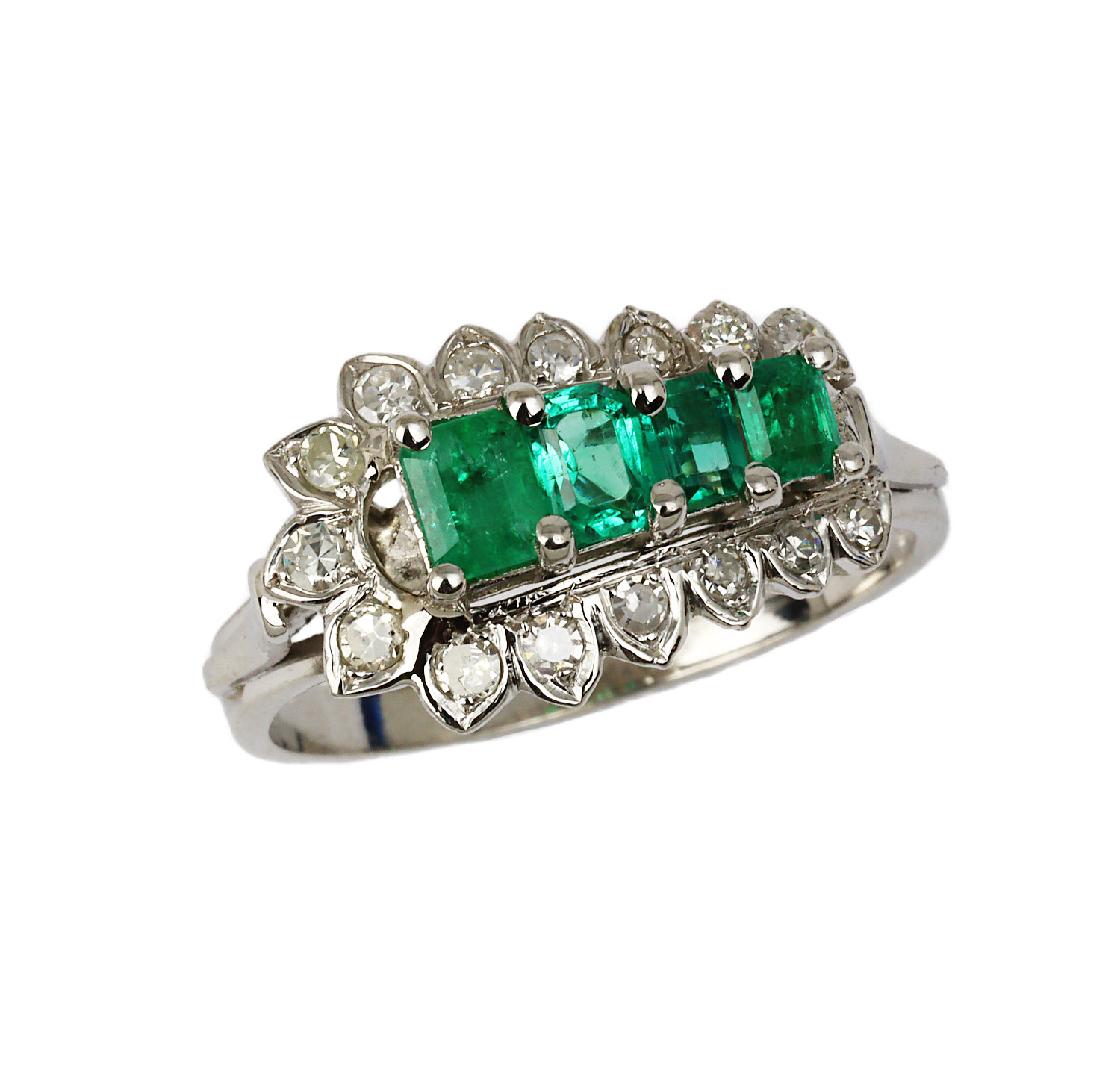 Featured image of this Women’s 14k White Gold, Diamond, Emerald Ring Size 11.5