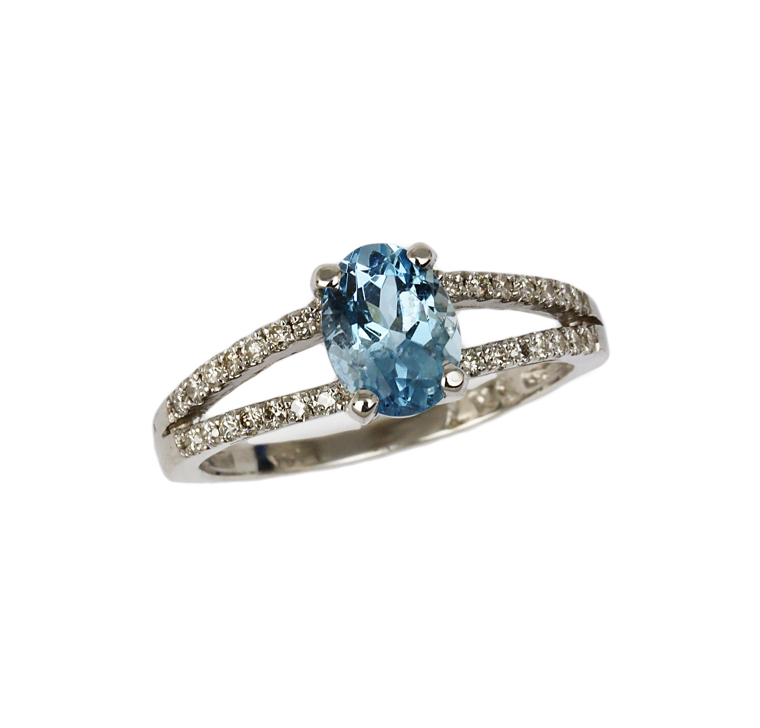 Featured image of this Women’s 14k White Gold Aquamarine, Diamond Ring Size 6.75