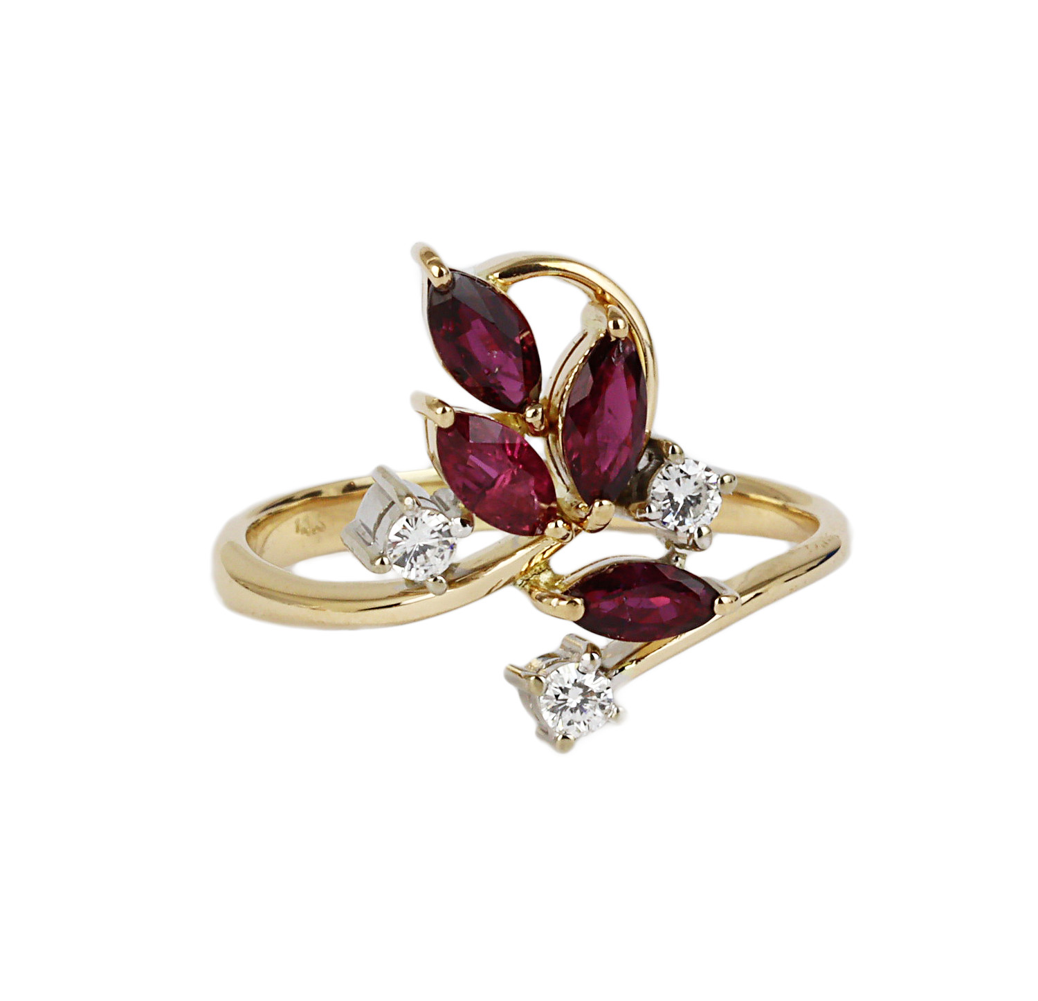 Gallery image of this Women’s 14k Yellow Gold, Diamond, Ruby Ring Size 8.25