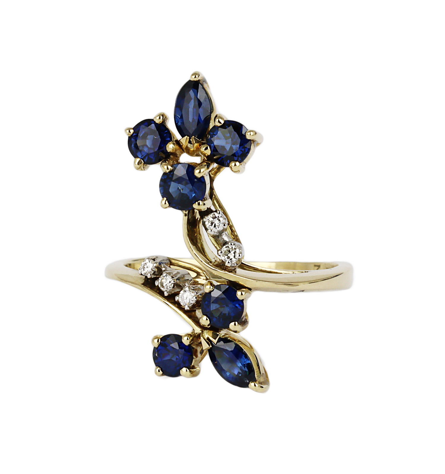 Gallery image of this Women’s 14k Yellow Gold Diamond, Sapphire Ring Size 7.25