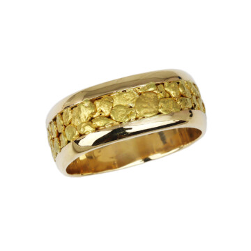 Featured image of this Men’s 14k Yellow Gold, Natural Nugget Band Ring Size 13.75