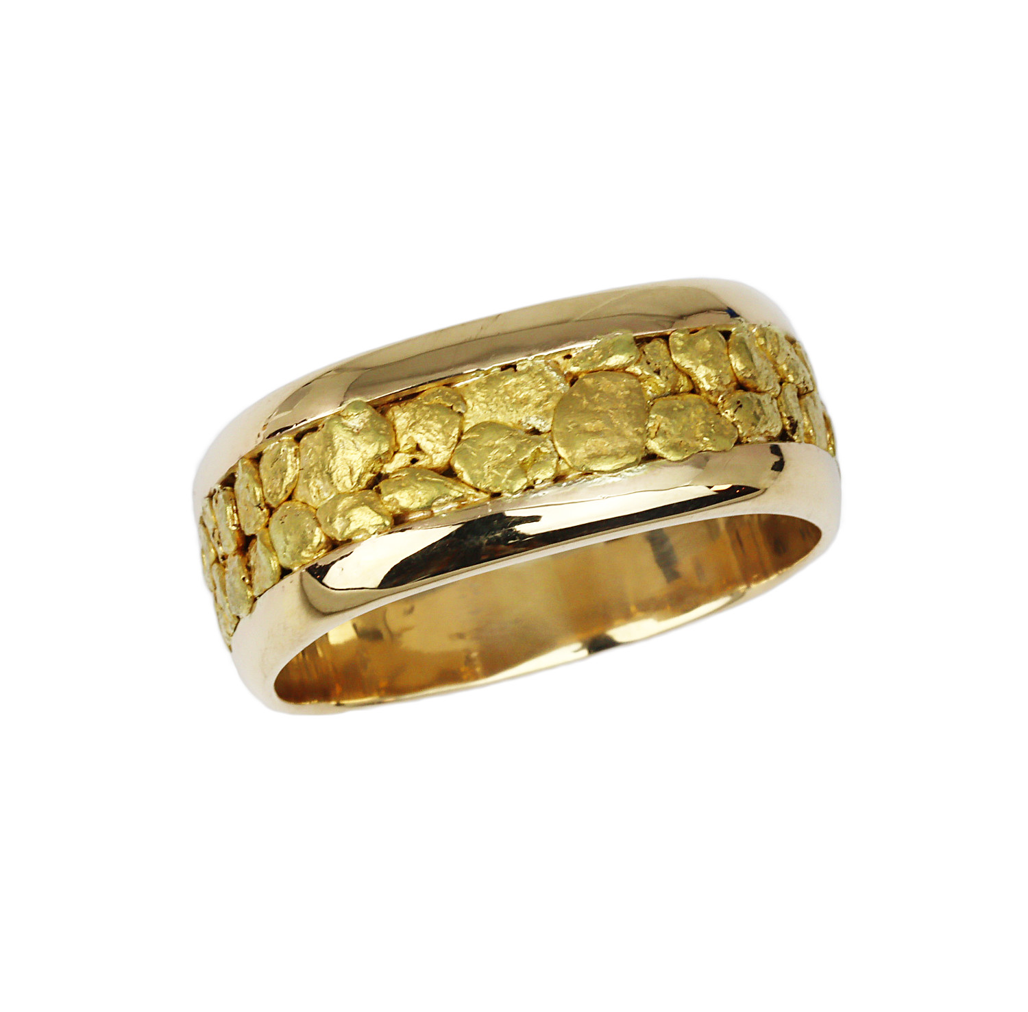 Featured image of this Men’s 14k Yellow Gold, Natural Nugget Band Ring Size 13.75