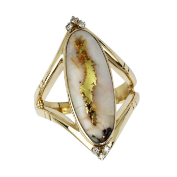 Featured image of this Women’s 14k Yellow Gold Diamond, Natural Nugget in Quartz Ring Size 9