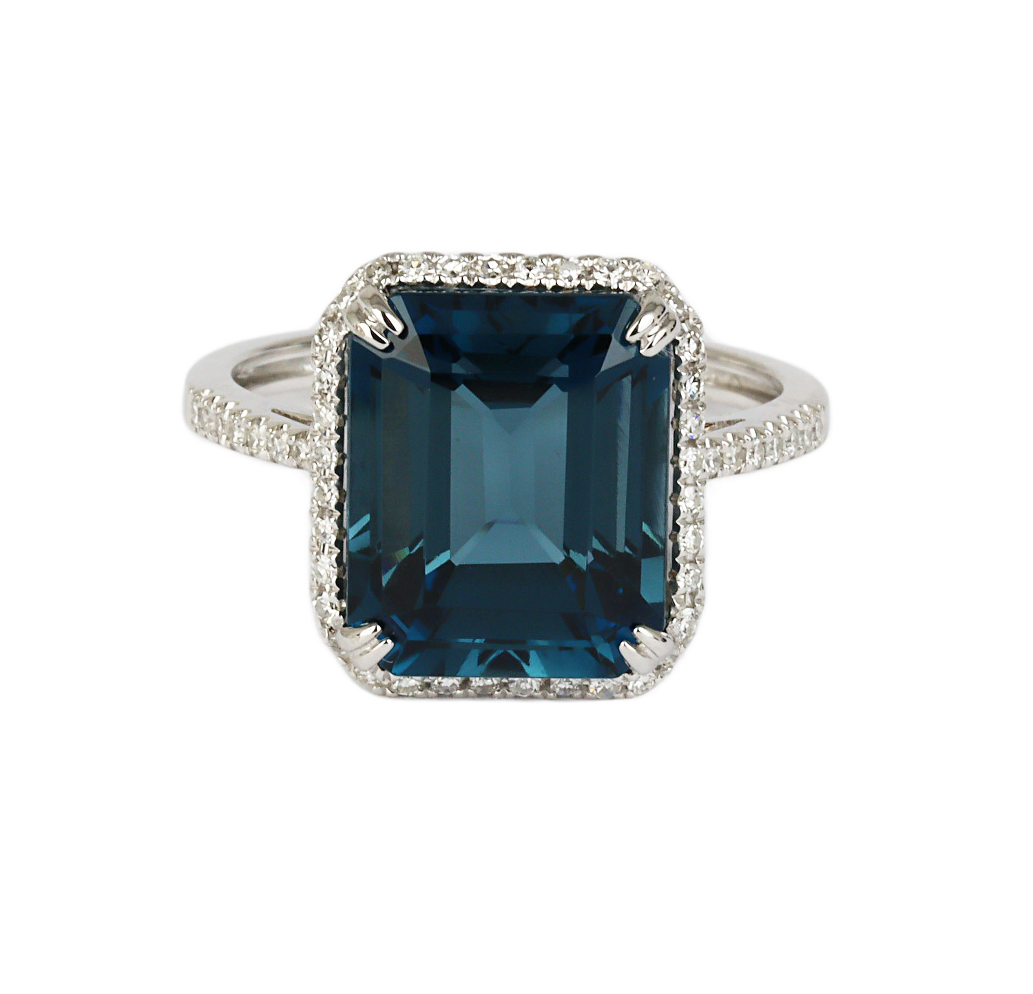 Gallery image of this Effy Women’s 14k White Gold Diamond, London Blue Topaz Ring Size 7