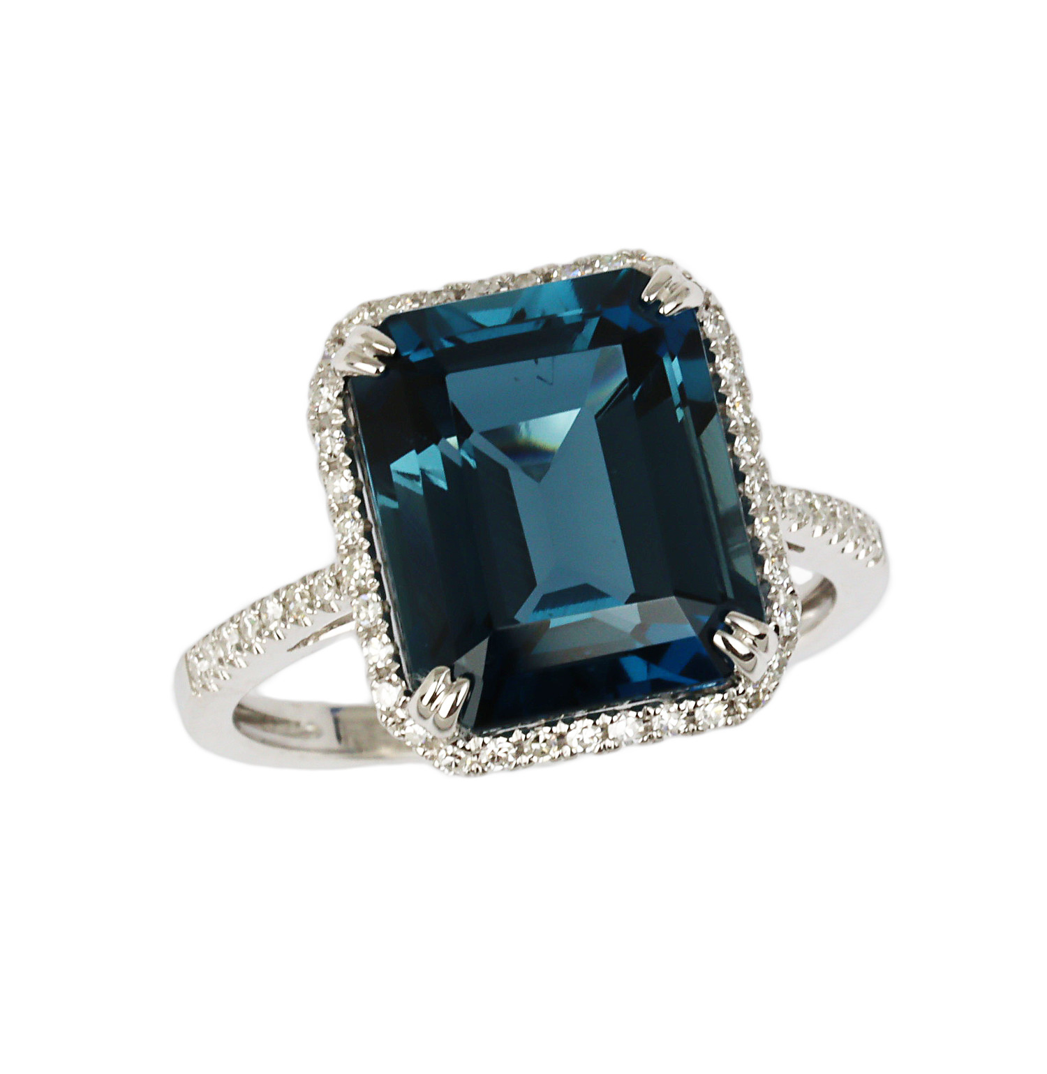 Featured image of this Effy Women’s 14k White Gold Diamond, London Blue Topaz Ring Size 7