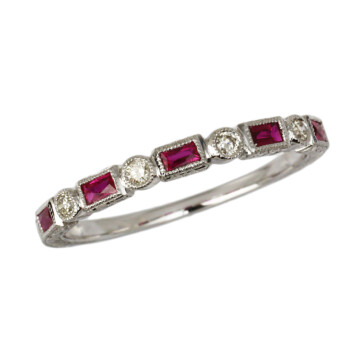 Featured image of this Fischer Women’s 14k White Gold Diamond, Ruby Ring Size 6.5