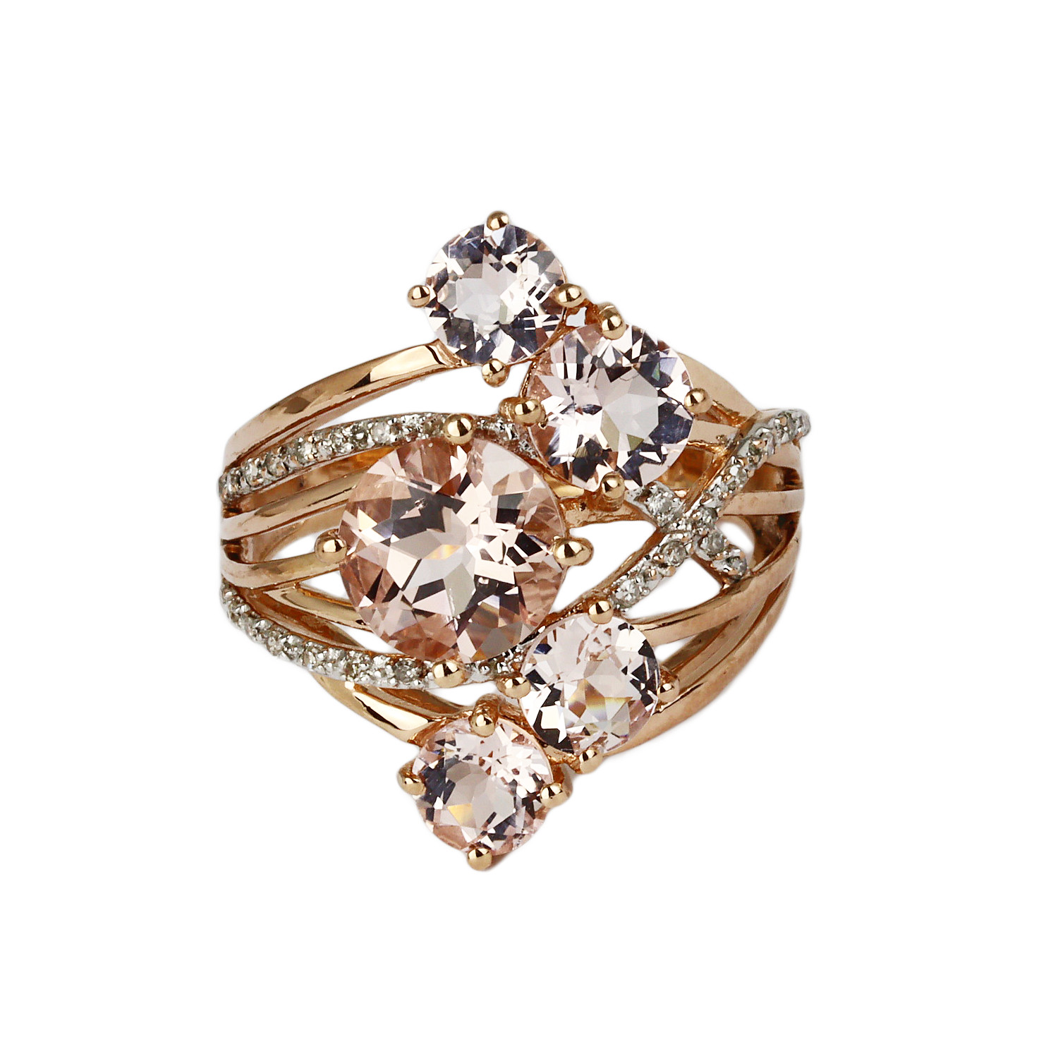 Gallery image of this Women’s 14k Rose Gold Diamond, Morganite Ring Size 7